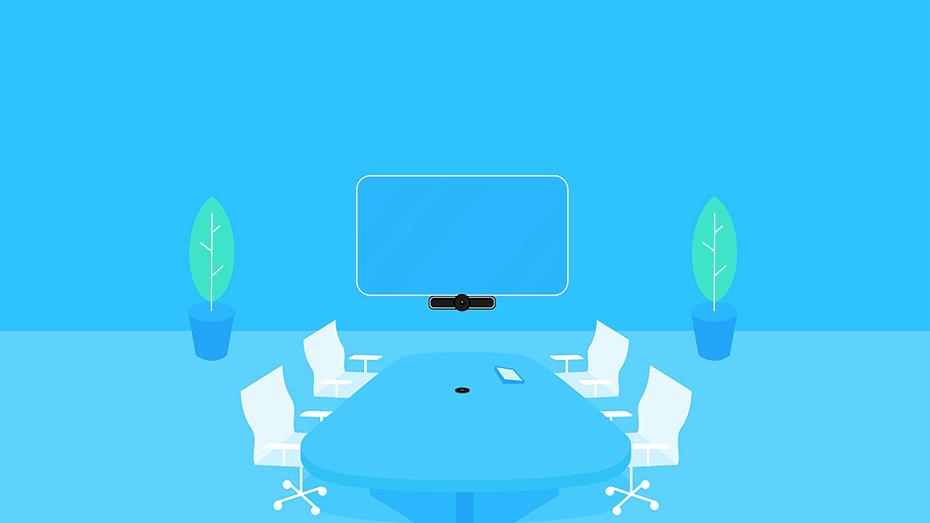 Rappresentazione grafica di sala per videoconferenze con Logitech Meetup